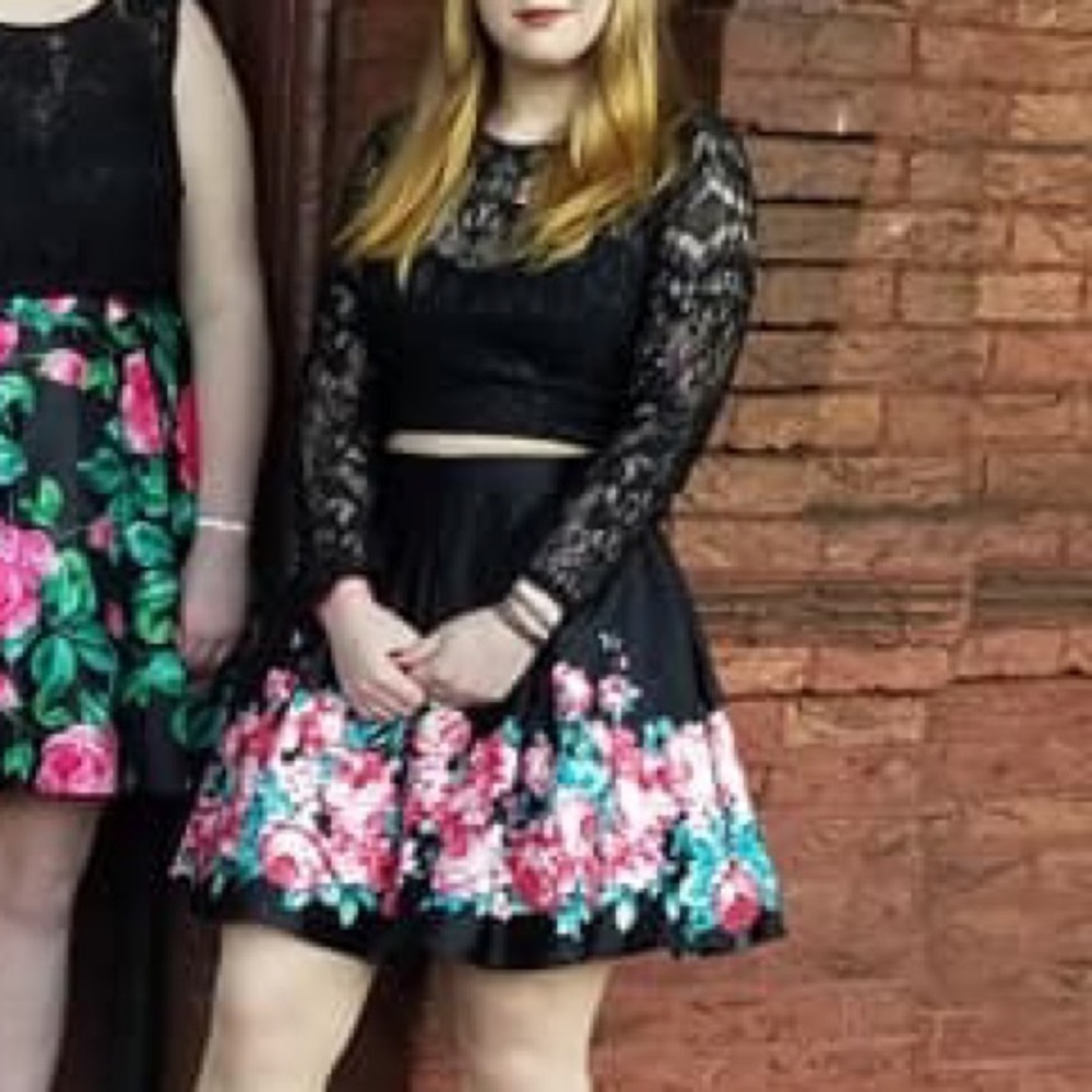 Black floral homecoming dress